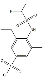 4-(difluoromethanesulfonamido)-3-ethyl-5-methylbenzene-1-sulfonyl chloride Struktur