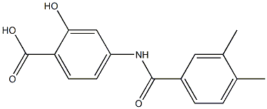 4-[(3,4-dimethylbenzene)amido]-2-hydroxybenzoic acid Struktur