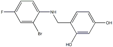 4-{[(2-bromo-4-fluorophenyl)amino]methyl}benzene-1,3-diol Struktur