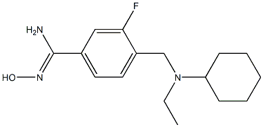 4-{[cyclohexyl(ethyl)amino]methyl}-3-fluoro-N'-hydroxybenzene-1-carboximidamide Struktur