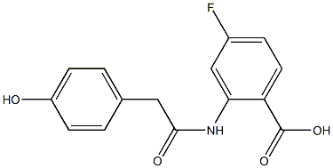 4-fluoro-2-[2-(4-hydroxyphenyl)acetamido]benzoic acid Struktur