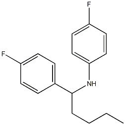 4-fluoro-N-[1-(4-fluorophenyl)pentyl]aniline Struktur