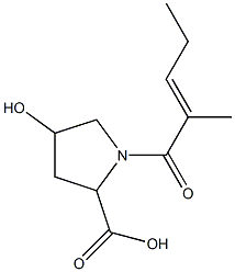 4-hydroxy-1-[(2E)-2-methylpent-2-enoyl]pyrrolidine-2-carboxylic acid Struktur