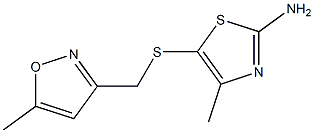 4-methyl-5-{[(5-methyl-1,2-oxazol-3-yl)methyl]sulfanyl}-1,3-thiazol-2-amine Struktur