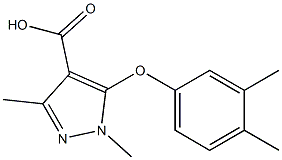 5-(3,4-dimethylphenoxy)-1,3-dimethyl-1H-pyrazole-4-carboxylic acid Struktur