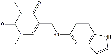 5-[(1H-indol-5-ylamino)methyl]-1,3-dimethyl-1,2,3,4-tetrahydropyrimidine-2,4-dione Struktur