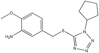 5-{[(1-cyclopentyl-1H-1,2,3,4-tetrazol-5-yl)sulfanyl]methyl}-2-methoxyaniline Struktur