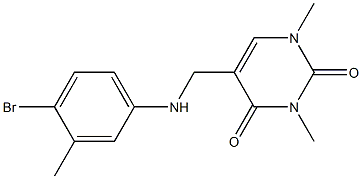 5-{[(4-bromo-3-methylphenyl)amino]methyl}-1,3-dimethyl-1,2,3,4-tetrahydropyrimidine-2,4-dione Struktur