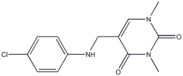 5-{[(4-chlorophenyl)amino]methyl}-1,3-dimethyl-1,2,3,4-tetrahydropyrimidine-2,4-dione Struktur