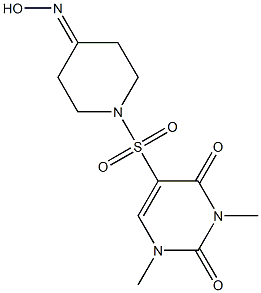 5-{[4-(hydroxyimino)piperidine-1-]sulfonyl}-1,3-dimethyl-1,2,3,4-tetrahydropyrimidine-2,4-dione Struktur