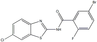 5-bromo-N-(6-chloro-1,3-benzothiazol-2-yl)-2-fluorobenzamide Struktur