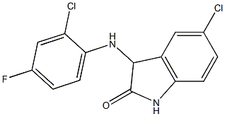 5-chloro-3-[(2-chloro-4-fluorophenyl)amino]-2,3-dihydro-1H-indol-2-one Struktur