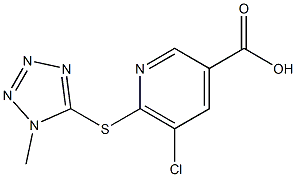 5-chloro-6-[(1-methyl-1H-1,2,3,4-tetrazol-5-yl)sulfanyl]pyridine-3-carboxylic acid Struktur