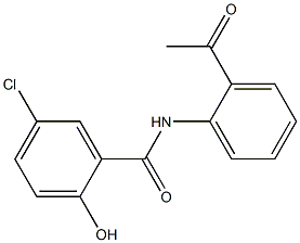 5-chloro-N-(2-acetylphenyl)-2-hydroxybenzamide Struktur