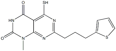 5-mercapto-1-methyl-7-(3-thien-2-ylpropyl)pyrimido[4,5-d]pyrimidine-2,4(1H,3H)-dione Struktur