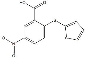 5-nitro-2-(thiophen-2-ylsulfanyl)benzoic acid Struktur