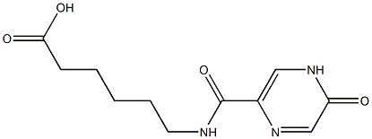 6-[(5-oxo-4,5-dihydropyrazin-2-yl)formamido]hexanoic acid Struktur