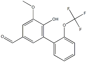 6-hydroxy-5-methoxy-2'-(trifluoromethoxy)-1,1'-biphenyl-3-carbaldehyde Struktur