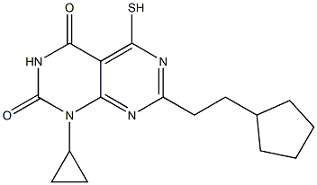 7-(2-cyclopentylethyl)-1-cyclopropyl-5-mercaptopyrimido[4,5-d]pyrimidine-2,4(1H,3H)-dione Struktur