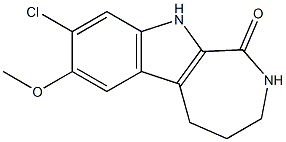 8-chloro-7-methoxy-1H,2H,3H,4H,5H,10H-azepino[3,4-b]indol-1-one Struktur