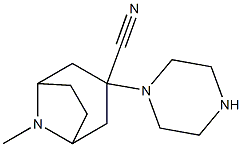 8-methyl-3-(piperazin-1-yl)-8-azabicyclo[3.2.1]octane-3-carbonitrile Struktur