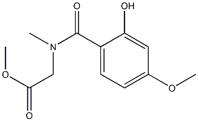 methyl 2-[(2-hydroxy-4-methoxyphenyl)-N-methylformamido]acetate Struktur