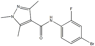 N-(4-bromo-2-fluorophenyl)-1,3,5-trimethyl-1H-pyrazole-4-carboxamide Struktur