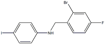 N-[(2-bromo-4-fluorophenyl)methyl]-4-iodoaniline Struktur