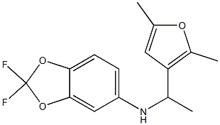 N-[1-(2,5-dimethylfuran-3-yl)ethyl]-2,2-difluoro-2H-1,3-benzodioxol-5-amine Struktur