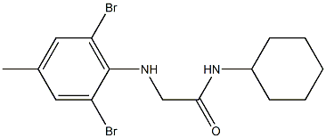 N-cyclohexyl-2-[(2,6-dibromo-4-methylphenyl)amino]acetamide Struktur