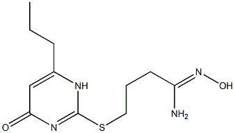 N'-hydroxy-4-[(4-oxo-6-propyl-1,4-dihydropyrimidin-2-yl)sulfanyl]butanimidamide Struktur