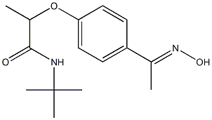 N-tert-butyl-2-{4-[1-(hydroxyimino)ethyl]phenoxy}propanamide Struktur