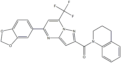 1-{[5-(1,3-benzodioxol-5-yl)-7-(trifluoromethyl)pyrazolo[1,5-a]pyrimidin-2-yl]carbonyl}-1,2,3,4-tetrahydroquinoline Struktur