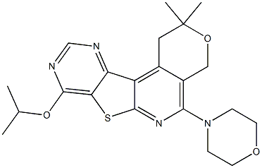 8-isopropoxy-2,2-dimethyl-5-morpholin-4-yl-1,4-dihydro-2H-pyrano[4'',3'':4',5']pyrido[3',2':4,5]thieno[3,2-d]pyrimidine Struktur