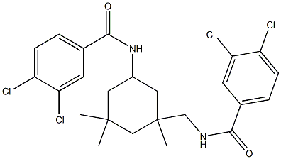 3,4-dichloro-N-(3-{[(3,4-dichlorobenzoyl)amino]methyl}-3,5,5-trimethylcyclohexyl)benzamide Struktur