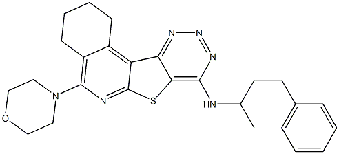 N-(1-methyl-3-phenylpropyl)-5-morpholin-4-yl-1,2,3,4-tetrahydro[1,2,3]triazino[4',5':4,5]thieno[2,3-c]isoquinolin-8-amine Struktur