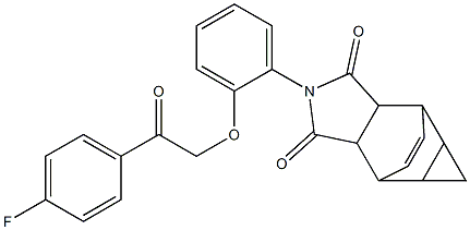 4-{2-[2-(4-fluorophenyl)-2-oxoethoxy]phenyl}-4-azatetracyclo[5.3.2.0~2,6~.0~8,10~]dodec-11-ene-3,5-dione Struktur