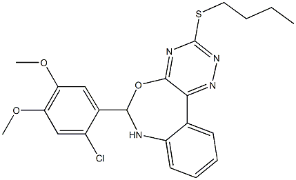 3-(butylsulfanyl)-6-(2-chloro-4,5-dimethoxyphenyl)-6,7-dihydro[1,2,4]triazino[5,6-d][3,1]benzoxazepine Struktur