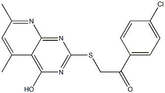 1-(4-chlorophenyl)-2-[(4-hydroxy-5,7-dimethylpyrido[2,3-d]pyrimidin-2-yl)sulfanyl]ethanone Struktur