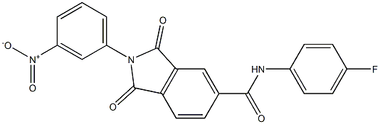 N-(4-fluorophenyl)-2-{3-nitrophenyl}-1,3-dioxo-5-isoindolinecarboxamide Struktur