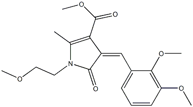 methyl 4-(2,3-dimethoxybenzylidene)-1-(2-methoxyethyl)-2-methyl-5-oxo-4,5-dihydro-1H-pyrrole-3-carboxylate Struktur