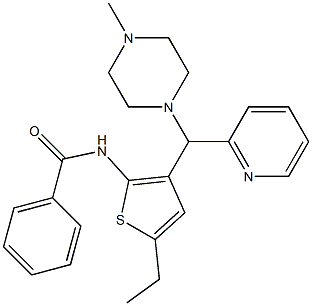 N-{5-ethyl-3-[(4-methyl-1-piperazinyl)(2-pyridinyl)methyl]-2-thienyl}benzamide Struktur