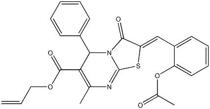 allyl 2-[2-(acetyloxy)benzylidene]-7-methyl-3-oxo-5-phenyl-2,3-dihydro-5H-[1,3]thiazolo[3,2-a]pyrimidine-6-carboxylate Struktur