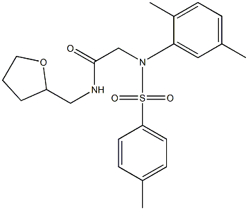 2-{2,5-dimethyl[(4-methylphenyl)sulfonyl]anilino}-N-(tetrahydro-2-furanylmethyl)acetamide Struktur