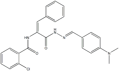 2-chloro-N-[1-({2-[4-(dimethylamino)benzylidene]hydrazino}carbonyl)-2-phenylvinyl]benzamide Struktur