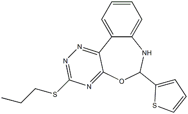 3-(propylsulfanyl)-6-(2-thienyl)-6,7-dihydro[1,2,4]triazino[5,6-d][3,1]benzoxazepine Struktur