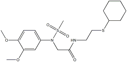 N-[2-(cyclohexylsulfanyl)ethyl]-2-[3,4-dimethoxy(methylsulfonyl)anilino]acetamide Struktur