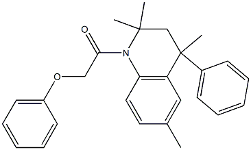 2,2,4,6-tetramethyl-1-(phenoxyacetyl)-4-phenyl-1,2,3,4-tetrahydroquinoline Struktur