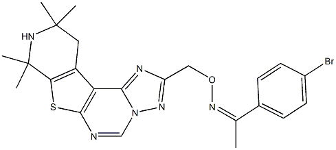 1-(4-bromophenyl)ethanone O-[(8,8,10,10-tetramethyl-8,9,10,11-tetrahydropyrido[4',3':4,5]thieno[3,2-e][1,2,4]triazolo[1,5-c]pyrimidin-2-yl)methyl]oxime Struktur