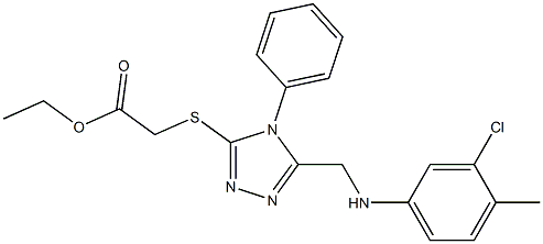 ethyl ({5-[(3-chloro-4-methylanilino)methyl]-4-phenyl-4H-1,2,4-triazol-3-yl}sulfanyl)acetate Struktur